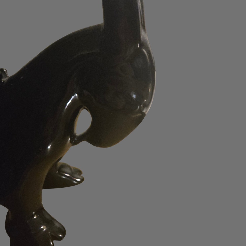 Vtg Royal Haeger Mid Century Modern Black Gloss Ceramic Ibex Ram bookend MCM set - Picture 4 of 11